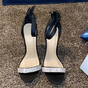 Open toe rhinestone heels